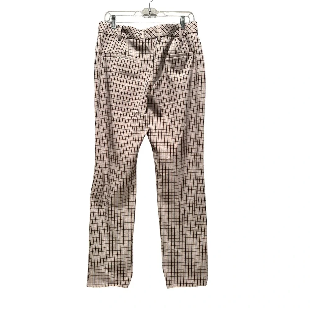 Tory Burch Plaid Trousers Cream Windowpane‎ Straight Leg Pants Sz 8 Preppy Chic